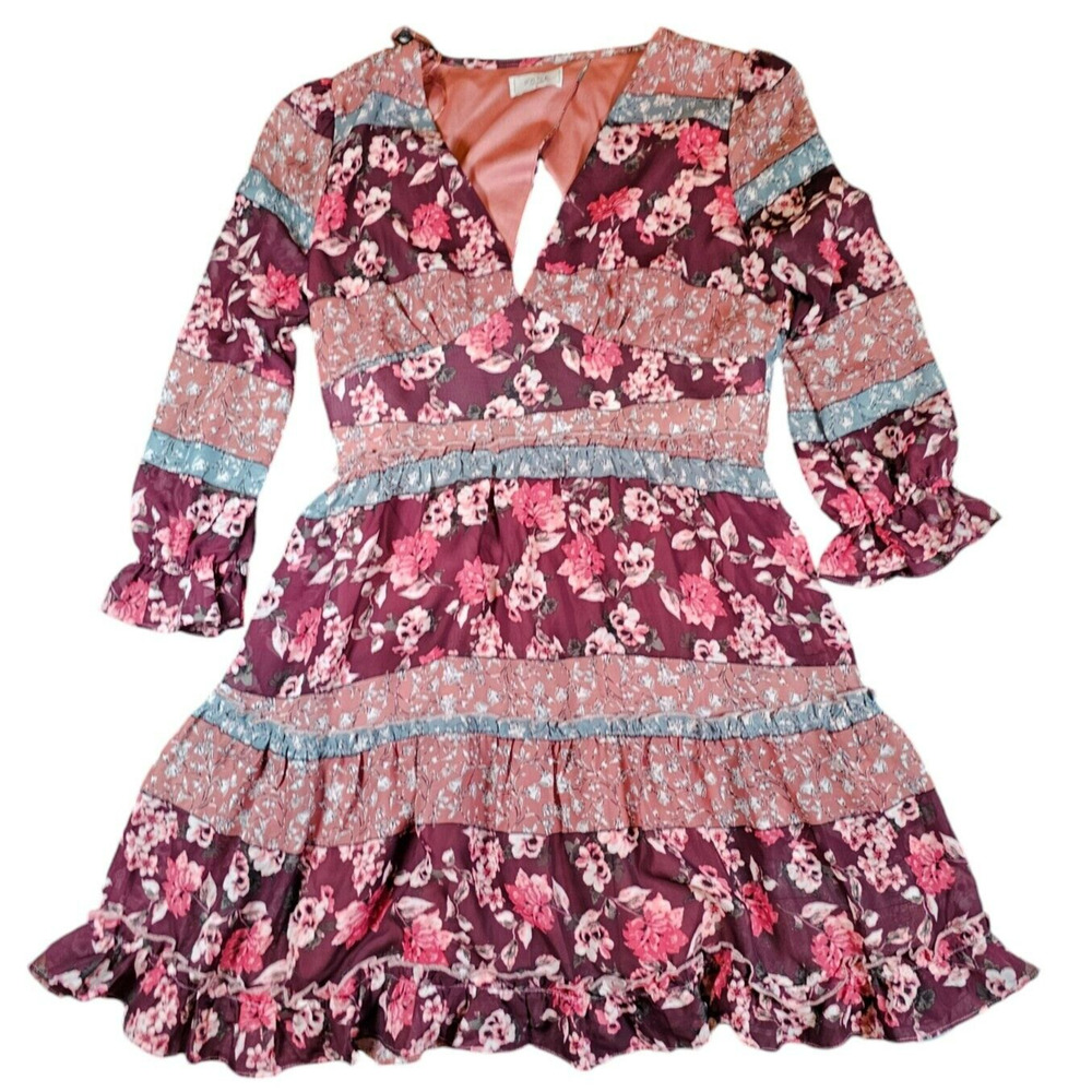Sage the Label Dress Womens Medium Burgundy Floral Bohemian